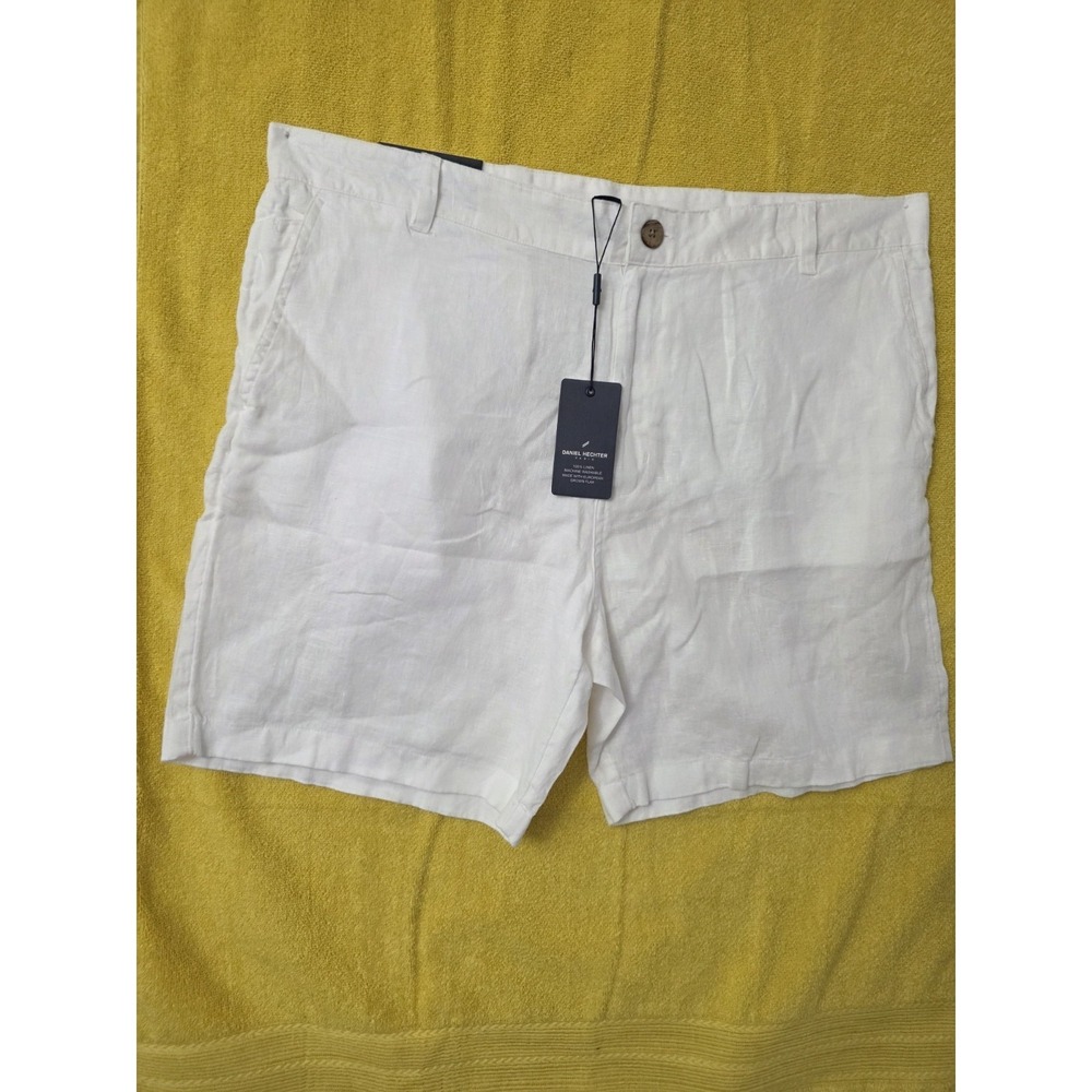 Daniel Hechter Shorts Mens Size 38 100% Linen Vacation Resort Summer New White‎
